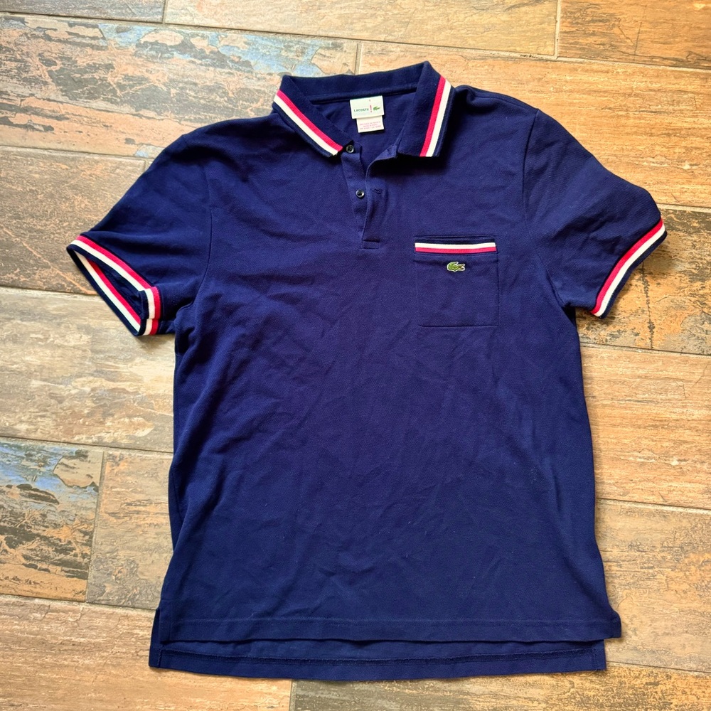 Lacoste navy blue polo, size M (6)